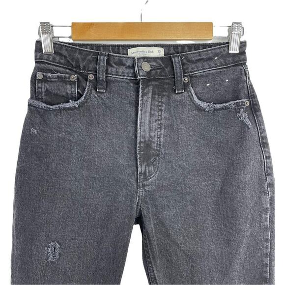 Abercrombie & Fitch Curve Love High Rise Skinny Distressed Jean Faded Black 25/0 - Picture 8 of 16